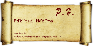 Pétyi Héra névjegykártya